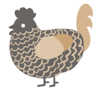 A grey and beige chicken with a lace pattern
