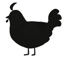 A black chicken with a head pattern
