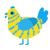 Highlighter, a yellow and sky chicken with a bar pattern