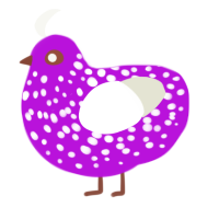 oblivion gate, a amethyst and white chicken with a speckle pattern