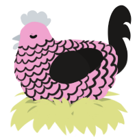 A pink and sable chicken with a lace pattern