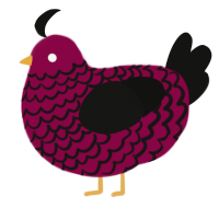 A maroon and black chicken with a lace pattern