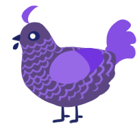 A overcast and blurple chicken with a lace pattern