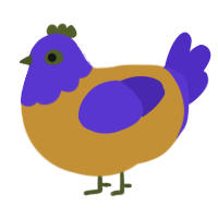 A gold and indigo chicken with a head pattern