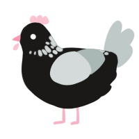 A sable and silver chicken with a neck-speckle pattern