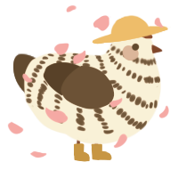 A cream and bark chicken with a bar pattern