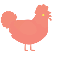 A plum and fuchsia chicken with a head pattern