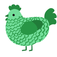 A spring and viridian chicken with a lace pattern