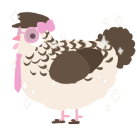 A cream and bark chicken with a half-lace pattern