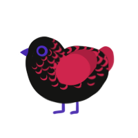 blackcurrant, a black and crimson chicken with a half-lace pattern