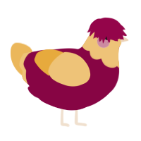A maroon and honey chicken with a head pattern
