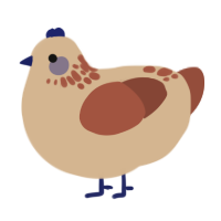A beige and russet chicken with a neck-speckle pattern
