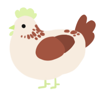 A cream and russet chicken with a neck-speckle pattern