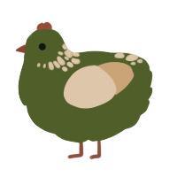 A olive and beige chicken with a neck-speckle pattern