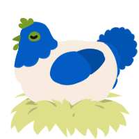 A cream and ultramarine chicken with a head pattern
