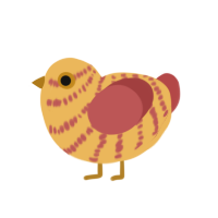 A honey and red chicken with a bar pattern