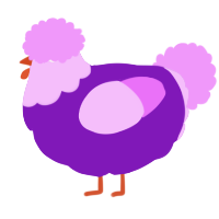 A violet and lavender chicken with a head pattern