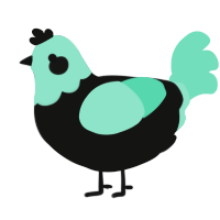 A black and mint chicken with a head pattern