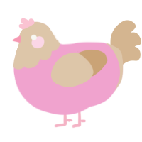 A pink and beige chicken with a head pattern