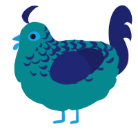 A teal and navy chicken with a half-lace pattern
