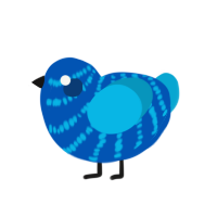 The Prince, a ultramarine and cerulean chicken with a bar pattern