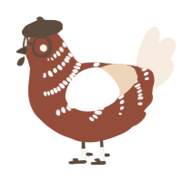 A russet and cream chicken with a half-bar pattern