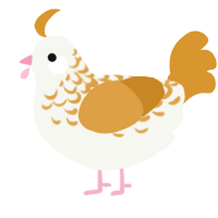 A white and orange chicken with a half-lace pattern