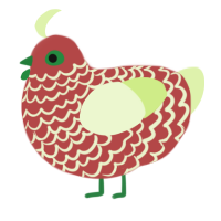 A red and apple chicken with a lace pattern
