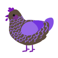 A bark and blurple chicken with a lace pattern