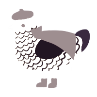 A black and apple chicken with a lace pattern