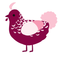 A maroon and rose chicken with a half-lace pattern