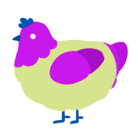 A lemon and amethyst chicken with a head pattern