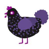 A sable and overcast chicken with a speckle pattern