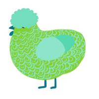 A grass and mint chicken with a double-lace pattern