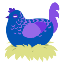 A ultramarine and blurple chicken with a half-lace pattern