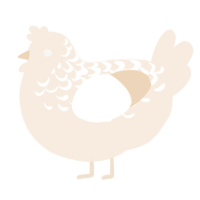 A cream chicken with a half-lace pattern