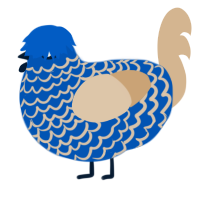 A ultramarine and beige chicken with a lace pattern