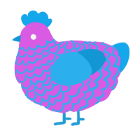 A orchid and sky chicken with a lace pattern