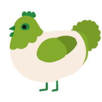A cream and chartreuse chicken with a head pattern