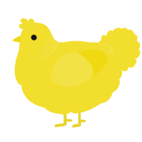 A yellow chicken with a neck-band pattern