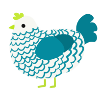 A white and sea chicken with a lace pattern