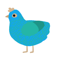 A sky and turquoise chicken with a double-lace pattern