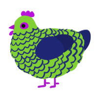 A grass and navy chicken with a lace pattern