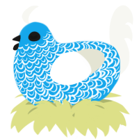 A sky and white chicken with a double-lace pattern