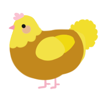 A ochre and yellow chicken with a head pattern