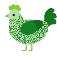 A gluppy and leaf chicken with a double-lace pattern