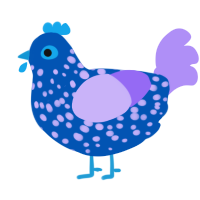 A ultramarine and lilac chicken with a speckle pattern