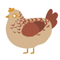 A beige and russet chicken with a half-lace pattern