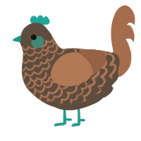 A bark and brown chicken with a lace pattern