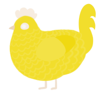 A yellow chicken with a lace pattern